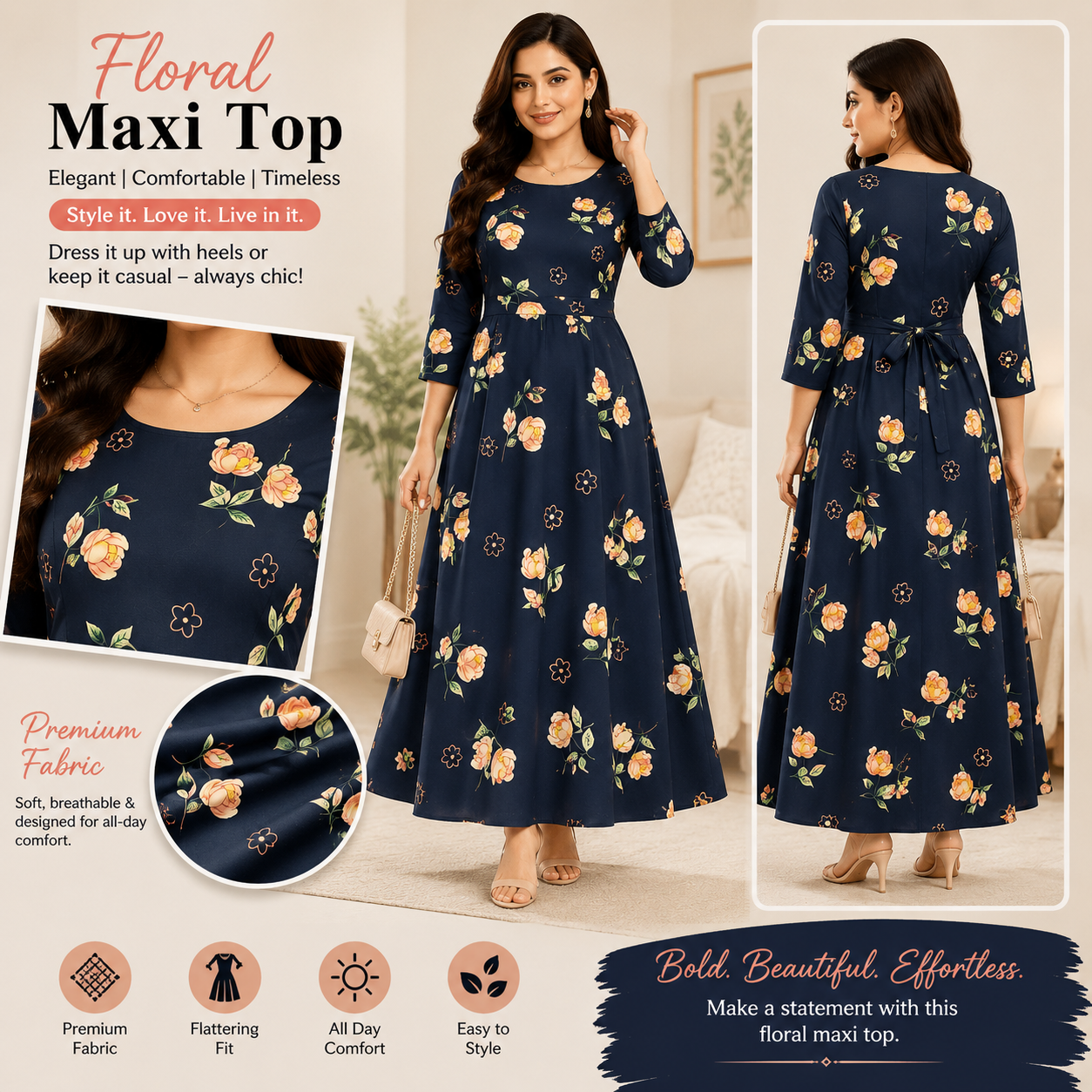 Premium Rayon Floral Maxi Top