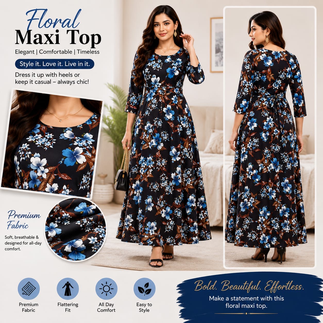 Premium Rayon Floral Maxi Top