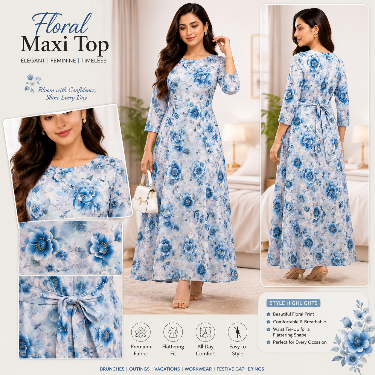 Premium Rayon Floral Maxi Top