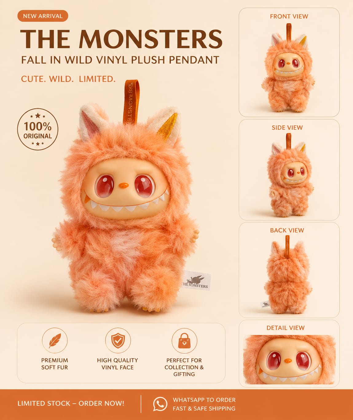 Cute Monsters Plush Pendant Collectible – Premium Vinyl Fur Toy Keychain | C2C