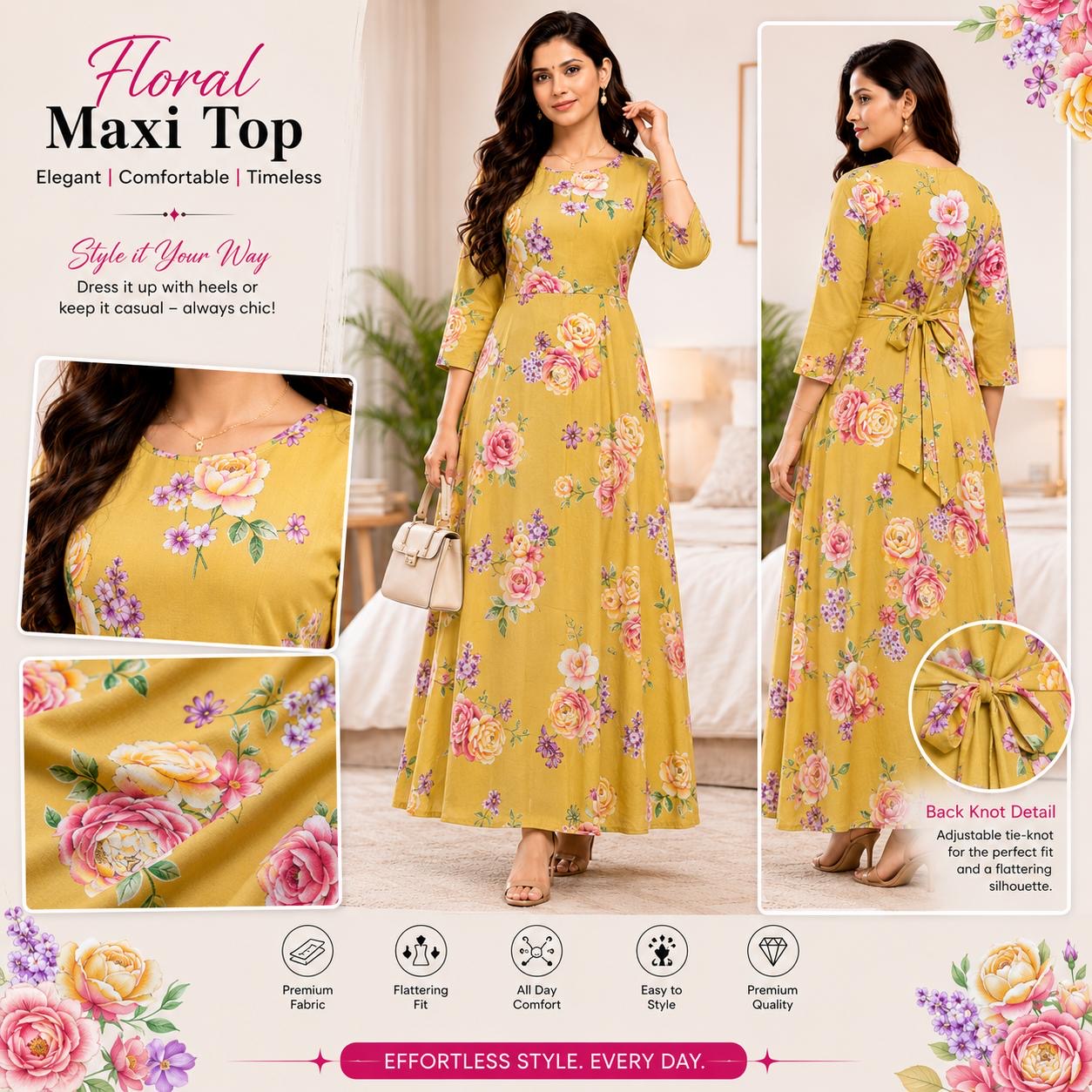 Premium Rayon Floral Maxi Top