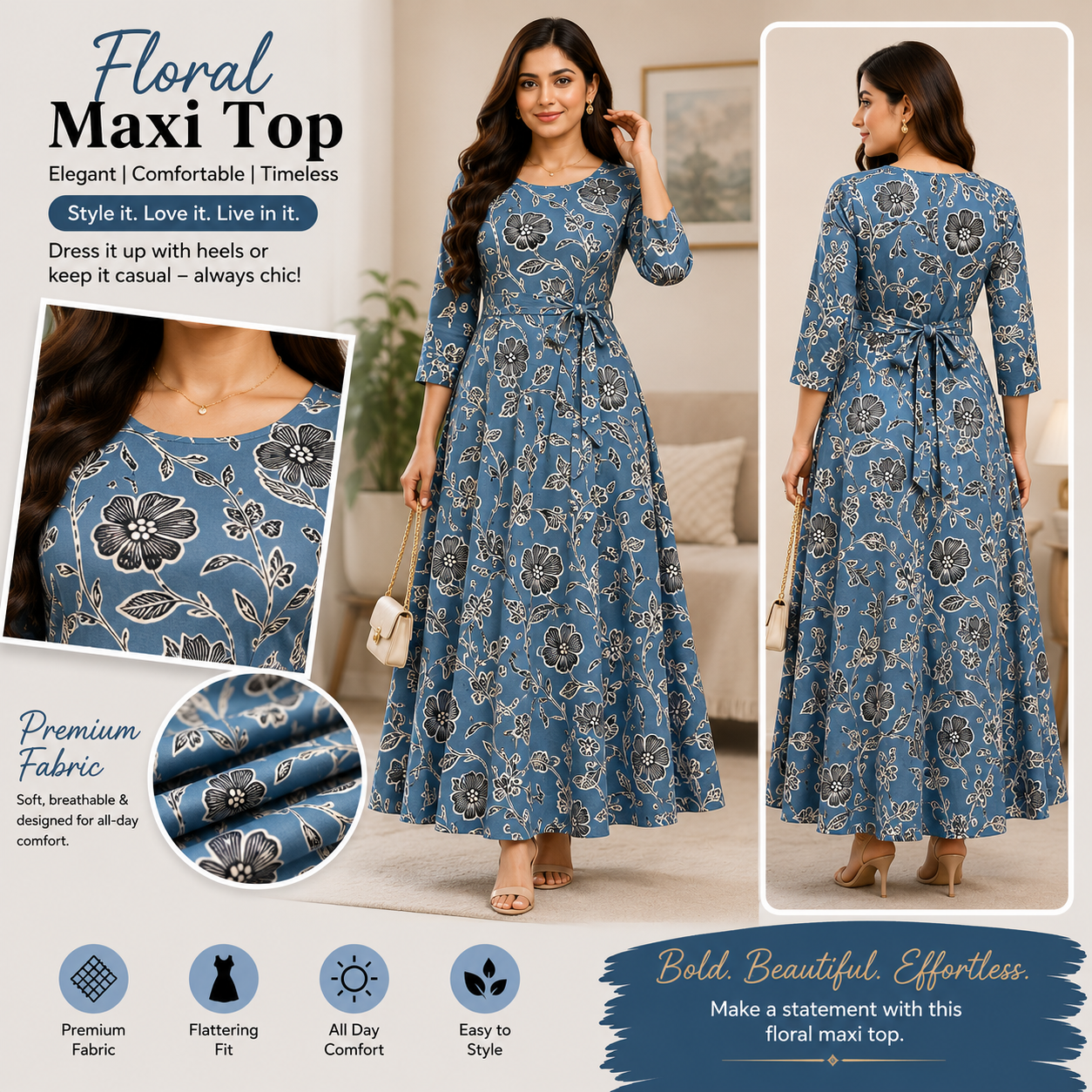Premium Rayon Floral Maxi Top