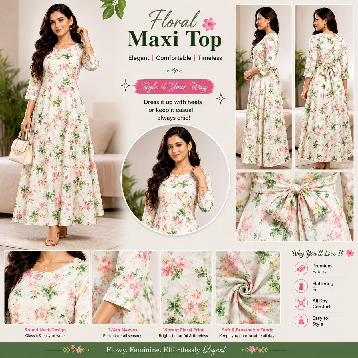 Premium Rayon Floral Maxi Top