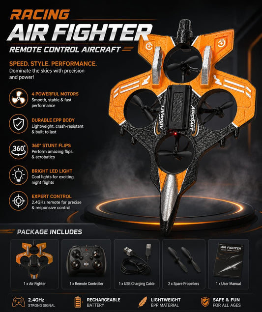 Racing Air Fighter Remote Control Aircraft – High Speed RC Drone Plane with LED Lights | C2C