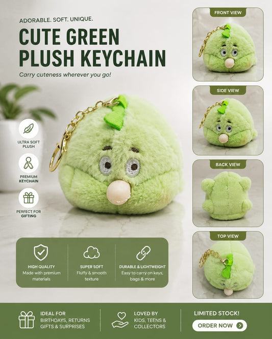 Cute Green Plush Keychain Charm – Soft Mini Plush Pendant | C2C