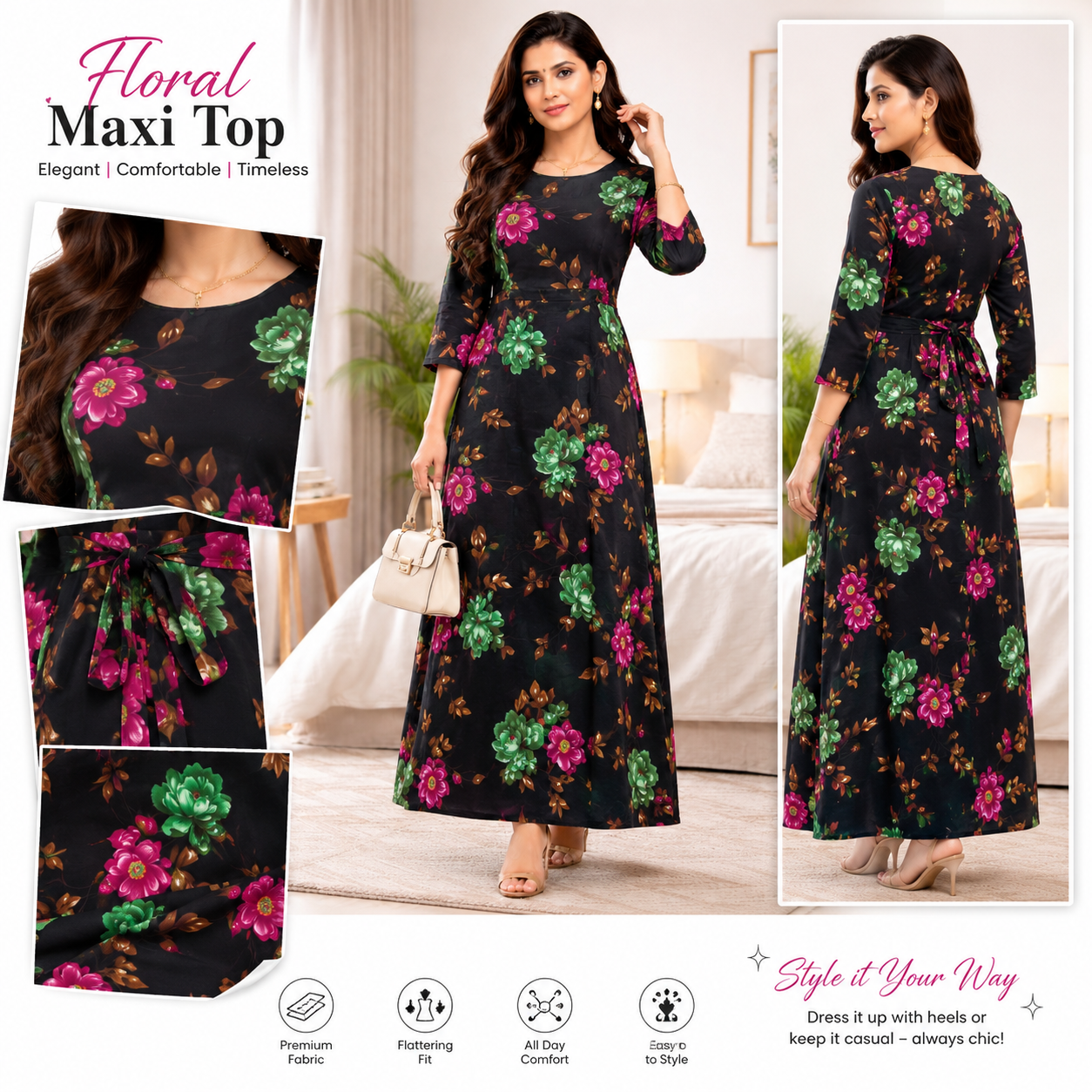 Premium Rayon Floral Maxi Top