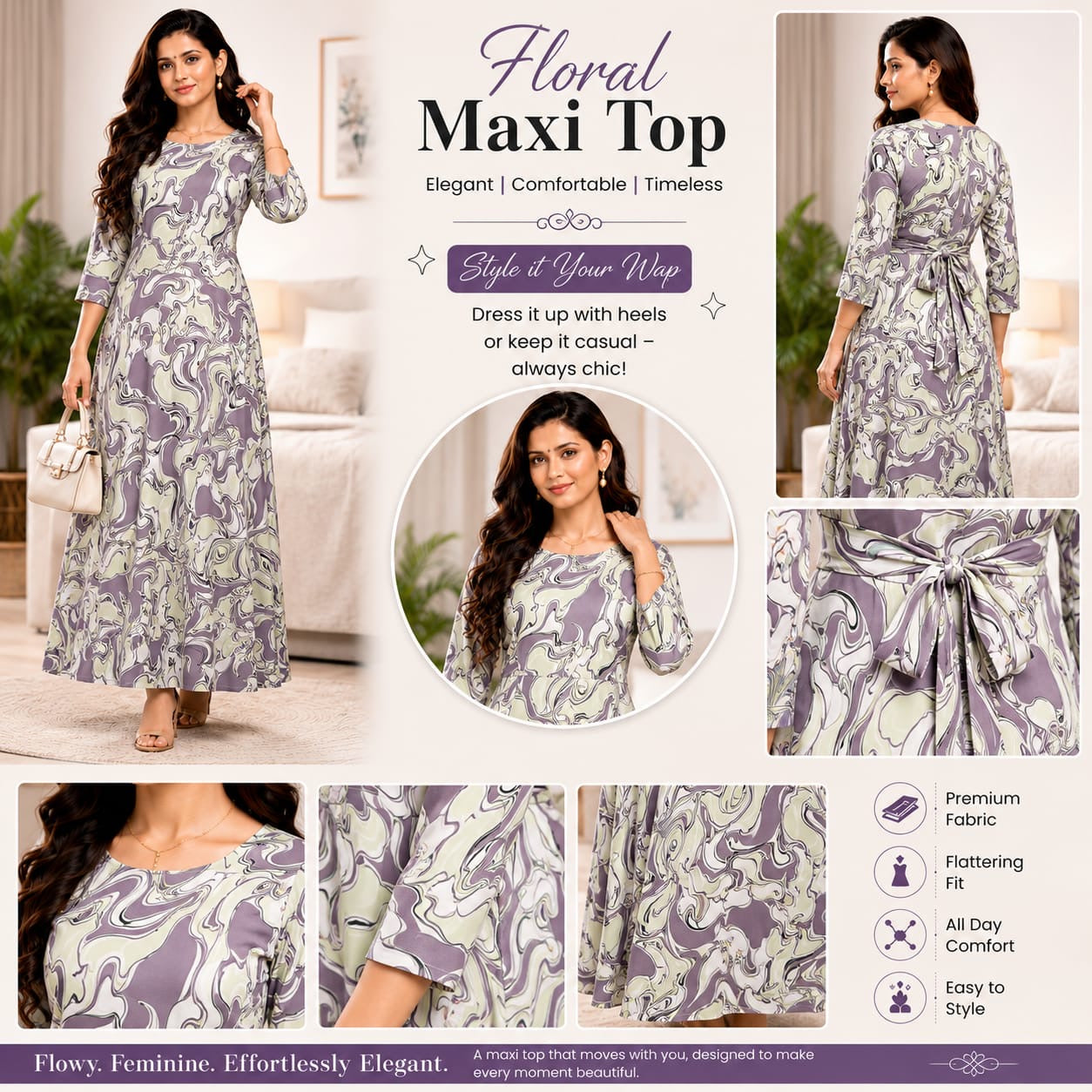 Premium Rayon Floral Maxi Top