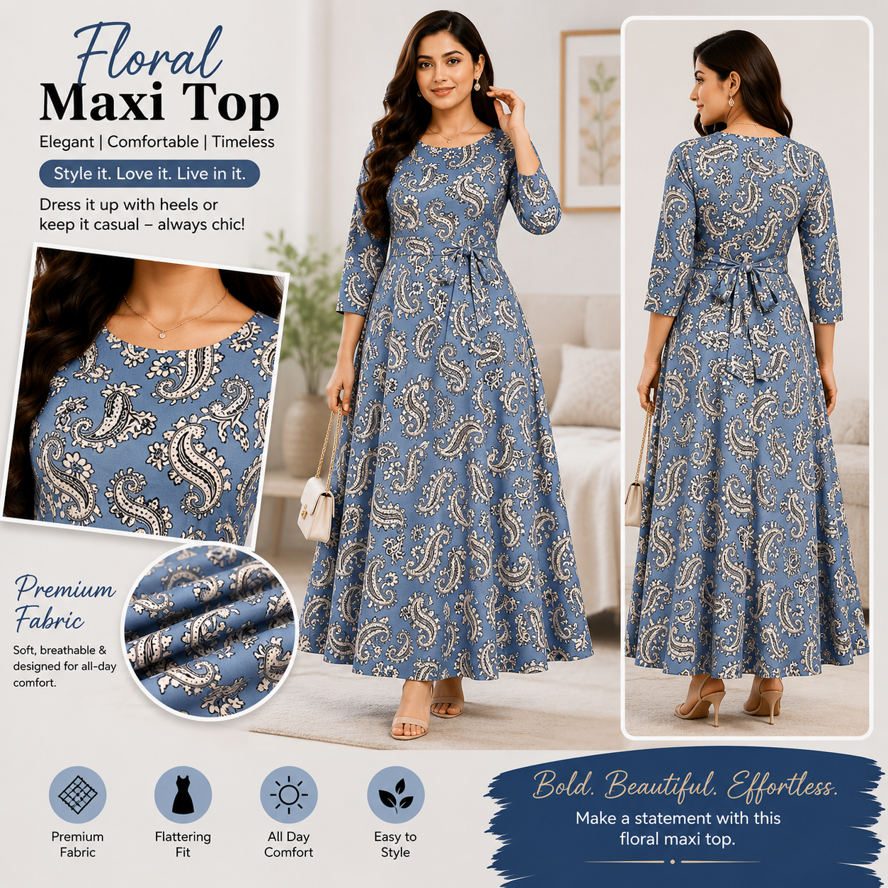 Premium Rayon Floral Maxi Top