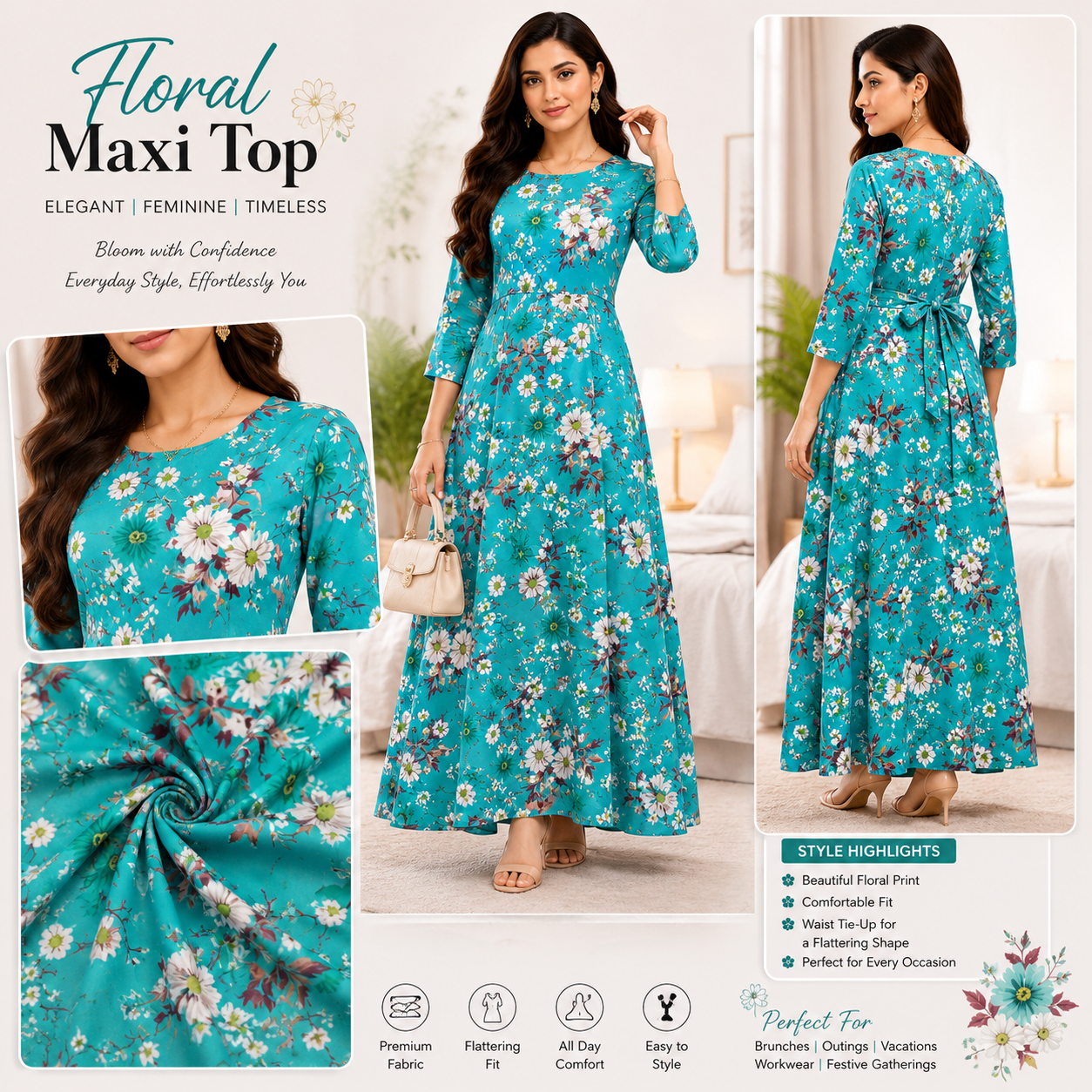 Premium Rayon Floral Maxi Top