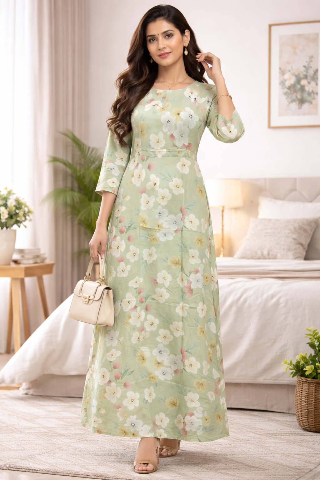 Modern Rayon full length top for Women - Full sleeved