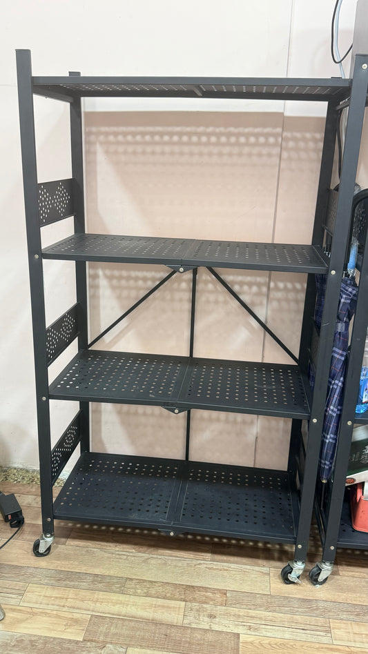 Heavy Duty Foldable Storage Rack with Wheels – Multi-Purpose Space Saving Shelf | C2C