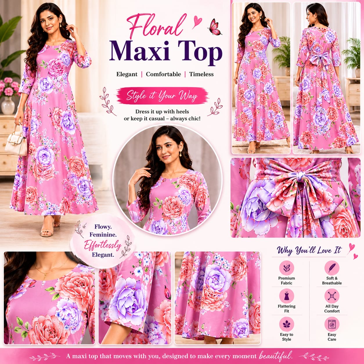 Premium Rayon Floral Maxi Top